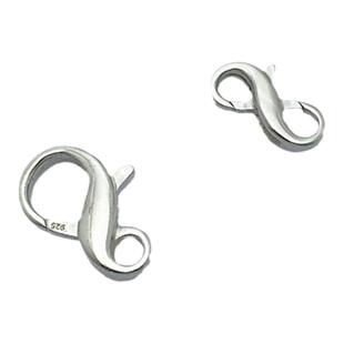 s925纯银8字扣双开口弹簧扣男士加厚高档项链扣子大小头万能扣头