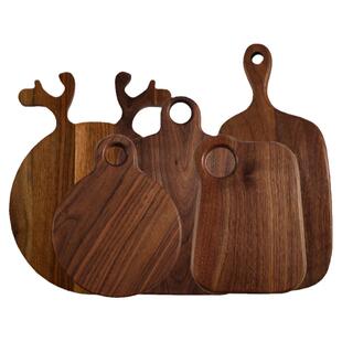 ZM餐厅胡桃木点心蛋糕面包茶杯果餐盘日式复古不规则托盘定制图案