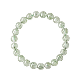 庆祥泰天然绿发晶水晶手串女款正品官方旗舰店五行补木绿幽灵手链