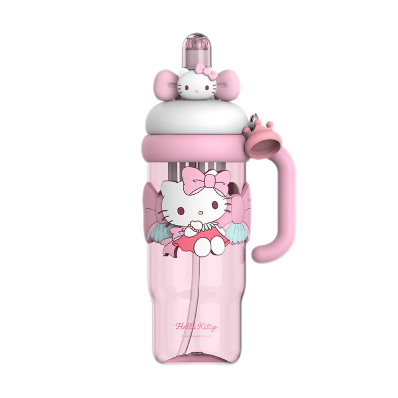 Hellokitty大容量吸管水杯果茶杯子女生可爱夏季学生专用运动水壶