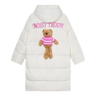NOISY TEDDY25年冬季新款时尚可爱立体熊女士连帽羽绒服保暖百搭