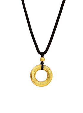 新年款双鱼保色古法沙金素圈平安扣吊坠 铜镀金平安扣diy配件