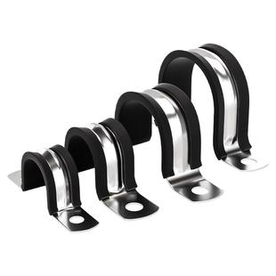 304不锈钢骑马卡U型带胶条管夹水管夹箍抱箍管带胶条喉箍卡扣