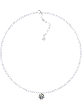 YINNY小米珠珍珠纯银莫桑石项链