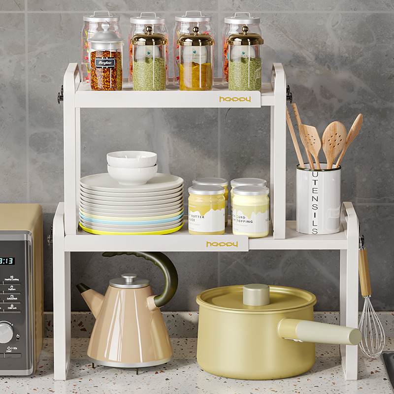新品 伸缩厨房多层分类置物架橱柜下水槽锅具台面调料收纳微波炉