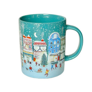 24圣诞节雪景房子胡桃夹子马克杯陶瓷牛奶水杯可爱创意礼物大容量
