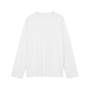纯棉长袖t恤男秋冬季2025新款青少年加厚重磅打底衫宽松圆领上衣