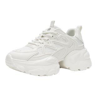 依思q厚底老爹鞋女款2025新款秋季休闲爆款百搭小白增高运动鞋子