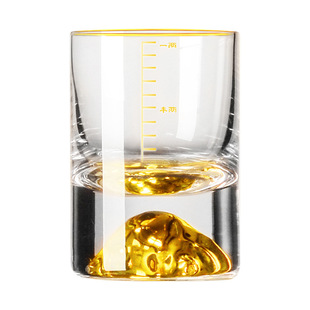 高档金山杯二两白酒杯水晶玻璃100ml家用烈酒杯三两创意带刻度杯