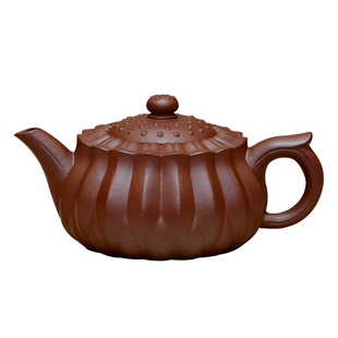 菊蕾壶原矿珍藏云根紫泥大师孔祥生全手工筋纹器精品宜兴紫砂壶