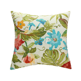 轻奢简约军绿色系抱枕靠垫客厅沙发方形纯棉帆布靠背床上花卉靠枕