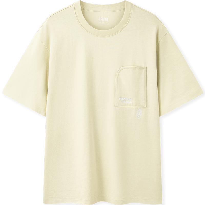 森马短袖T恤男2024夏季新款重磅纯棉刺绣时尚上衣宽松潮流工装风