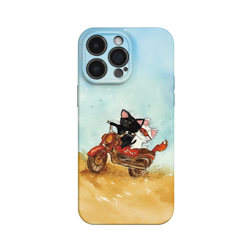 兜风去~可爱摩托狐狸ins适用iPhone16promax手机壳新华为mate60小米15opporeno14苹果13萌趣vivox200一加ace5