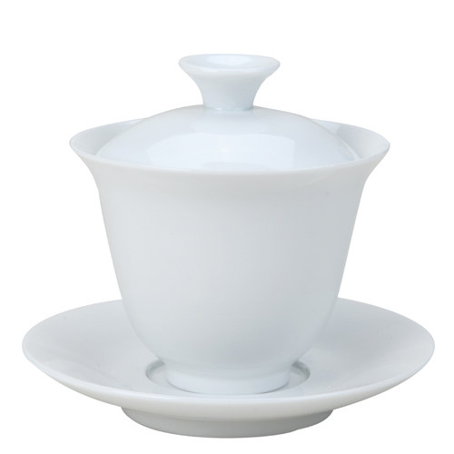羊脂玉瓷三才盖碗家用功夫茶具泡茶器活动店铺开业logo定制伴手礼