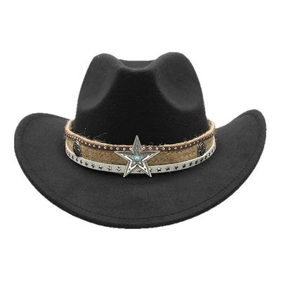 经典牛仔帽绿宝石毛呢礼帽