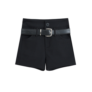 高腰黑色短裤女春秋新款百搭弹力修身显瘦包臀裤子打底热裤直筒裤