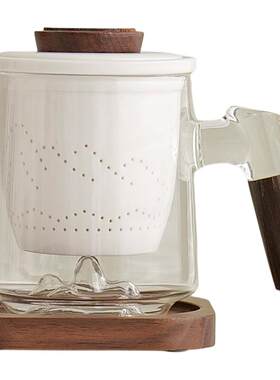 观山玻璃泡茶杯茶水分离杯子