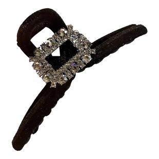 高级感植绒水钻抓夹女后脑勺盘发头饰发卡秋冬新款鲨鱼夹发夹发饰