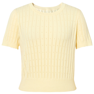 诗凡黎多巴胺醋酸天丝镂空针织衫薄款短袖上衣女伊芙丽outlets店