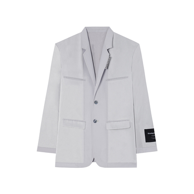 启世录精工时装银灰缎面拼接西装