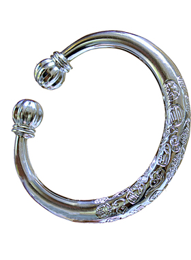 999足银吉言南瓜头手镯实心开口