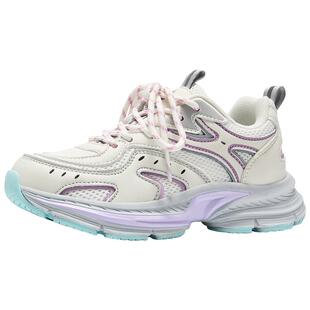 百丽童鞋女童运动鞋春季小女孩粉色魔术贴时尚百搭儿童休闲跑步鞋