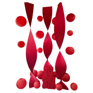 新年氛围布置装饰红色灯笼折纸套装2026马年春节迎新过年拍照背景