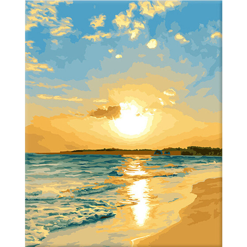 数字油画diy填色填充风景光芒