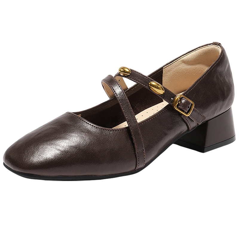 森达小金豆玛丽珍小皮鞋女25秋新款商场同款软羊皮中跟单鞋XUQ01