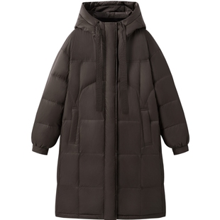 乐町中长款连帽面包羽绒服女装冬季新款廓形加厚宽松保暖羽绒外套