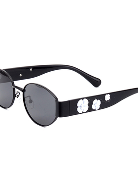 紫色花朵偏光圆框韩版防晒墨镜