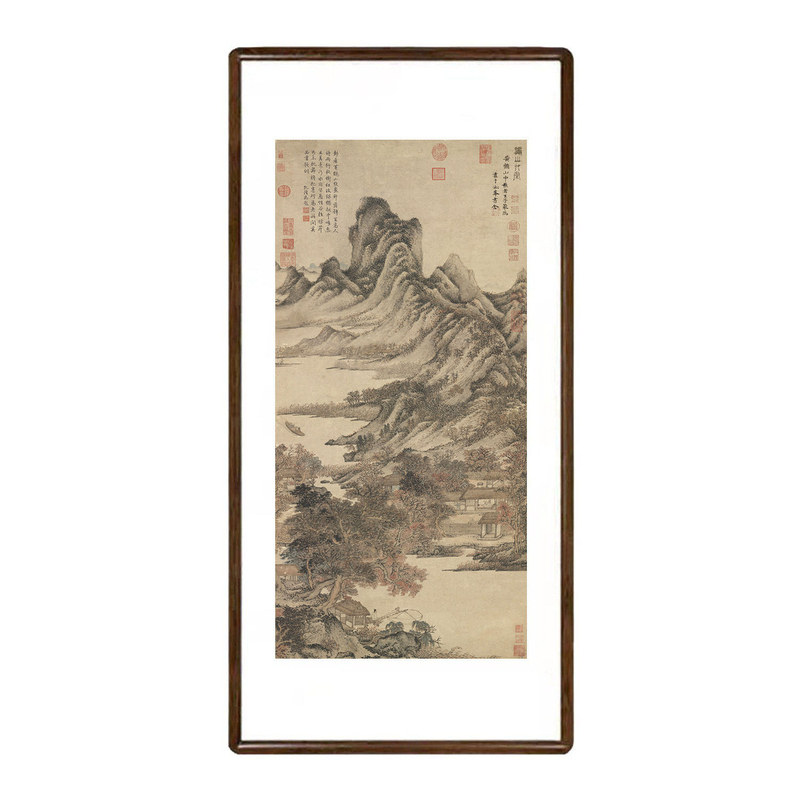 名家山水画王蒙秋山草堂图已装裱有框入户玄关壁画客厅办公室挂画