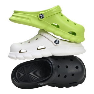 女款半拖鞋外穿小码平底白色夏女鞋潮流2025洞洞鞋EVA沙滩鞋拖