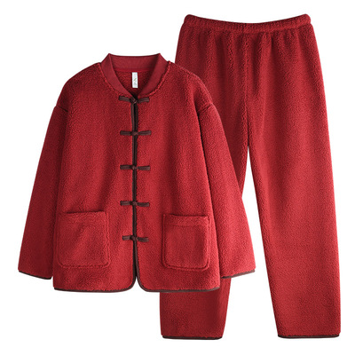 轩靓【抗静电】仿羊羔绒睡衣冬