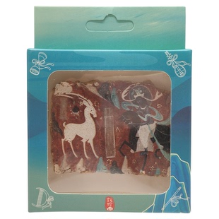 敦煌冰箱贴仿墙皮泥板画文创礼物莫高窟壁画飞天九色鹿纪念品盒装
