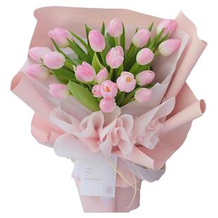 粉色郁金香鲜花速递同城真玫瑰花束生日上海广州北京全国配送女友