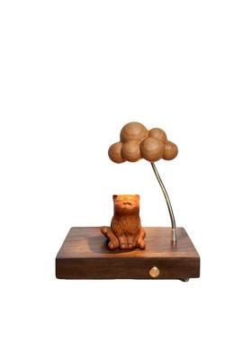 原木风木雕猫咪小众卧室床头民宿创意礼品装饰氛围木质摆件小夜灯