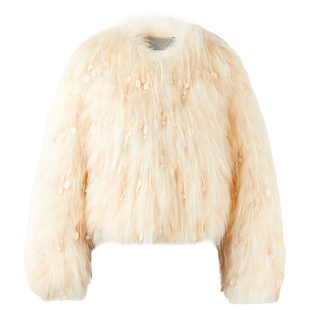 MISSCOCOON可可尼貉子毛黄色外套女2025冬季新款千金风短款皮草