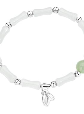 中国珠宝925银竹节手链女生