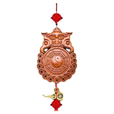 卫生间桃木虎头八卦镜挂件入户门