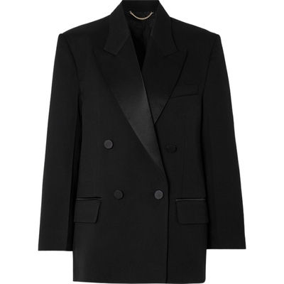 【季末折扣】Victoria Beckham秋冬女双排扣缎布边饰西装外套