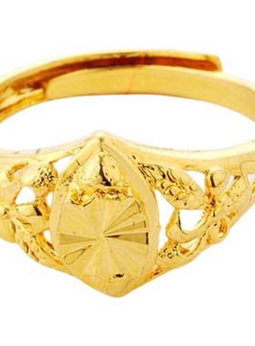 爆款仿黄金越南沙金指环 纯黄铜镀金女戒 开口金色戒指女