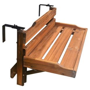 花架置物架阳台护栏悬挂式花盆架户外扶手栏杆实木多肉植物摆放架