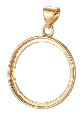 简约日韩蜜蜡绿松石圆形吊坠空托