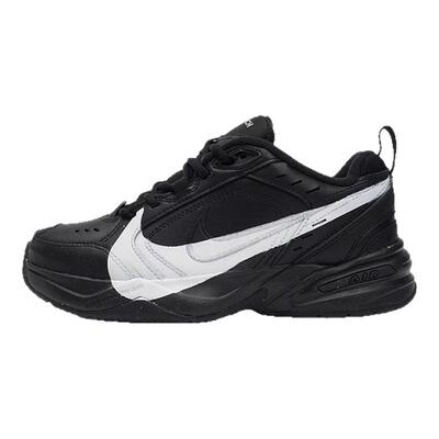 球鞋定制Nike Air Monarch4 白钩黑武士 复古黑白低帮老爹鞋运动