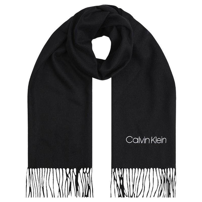 【自营】Calvin Klein/凯文克莱CK冬季男士羊毛长款纯色流苏围巾
