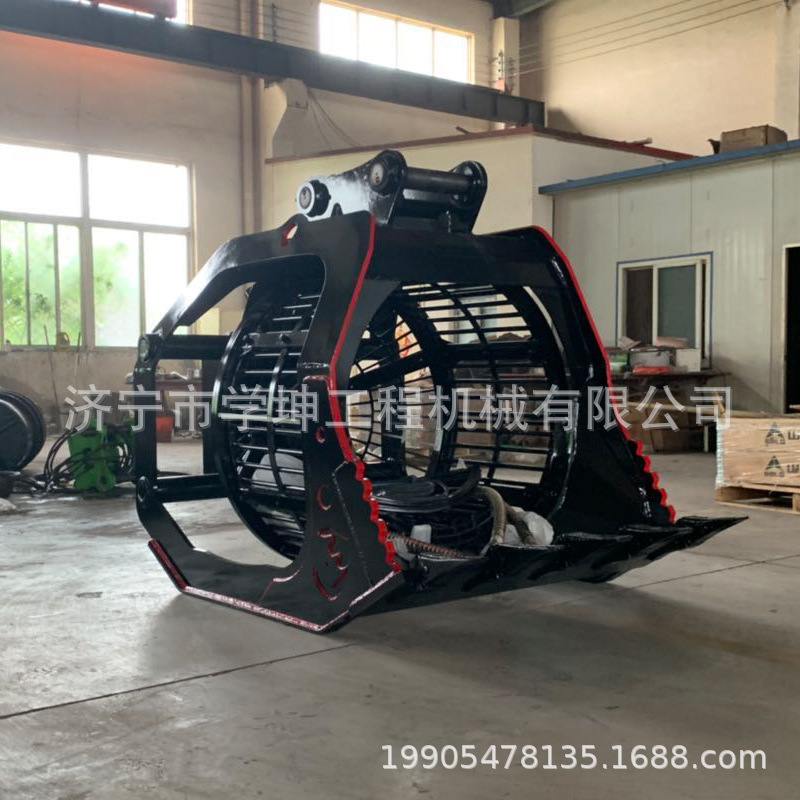 20吨挖机旋转筛分斗 筛沙斗 滚筒筛分斗 物料分拣