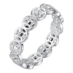 足银999古法素圈铜币戒指女实心纯闭口戒指款