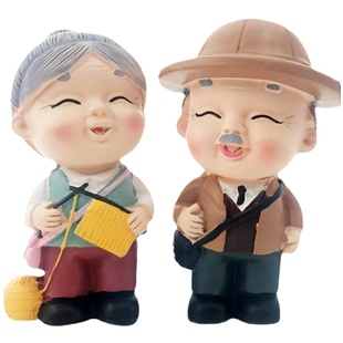 网红老人生日蛋糕装饰慈祥奶奶爷爷帽子坐沙发公公婆婆老太太摆件