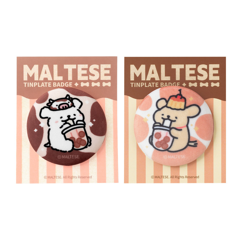 线条小狗Maltese奶茶系列徽章